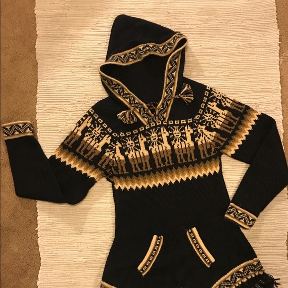 Artesania Sweaters - Artesania “Edm” Alpaca Black & Tan/Brown/Cream EUC